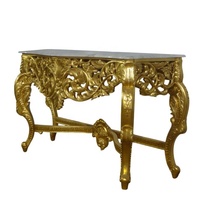 Table d'entrée à la feuille d'or avec dessus en marbre et bois sculpté à la main Table console Table d'entrée pour hôtel et meubles de maison classiques