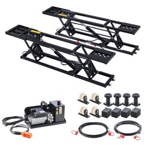 Sollevatore Auto Portatile a Due Colonne, Capacità 4000 kg, Sollevatore per Camion in Acciaio Resistente, Altezza Massima 71 cm, Unità di Alimentazione 120V, Ruote con 4 Cuscinetti in Gomma - Product Image 1