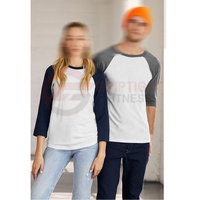 T-shirt en jersey respirant à manches 3/4 colorblock pour homme, grandes tailles XS-XL 2X 3X 4X 5X 6X