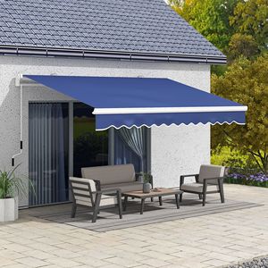 Toldo de Patio con Marco de Aluminio, 13x8 Pies, Retráctil, Resistente a los Rayos UV, con Manivela, Protección Solar, Resistente al Viento, Plegable, Azul Medianoche, para Terrazas - Product Image 2