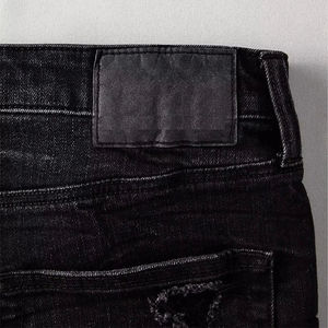 Shorts de Mezclilla Negros Rotos para Hombre, Cintura Alta, Estilo Casual, Tela de Algodón Transpirable, Secado Rápido, 180g, Cintura Elástica - Product Image 6