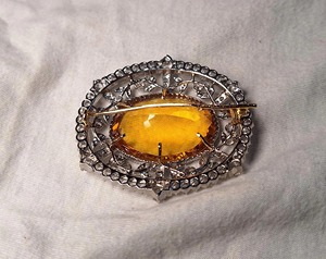 Broche en argent sterling 925 plaqué or avec topaze dorée 35 carats et diamant moissanite 2 carats, broche sertie de diamants, broche de laboratoire - Product Image 1