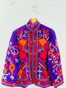 เสื้อแจ็คเก็ตสั้นทรงเข้ารูปสำหรับผู้หญิง งานปักมือแบบซูซานี ลายพิมพ์จาไปร์บล็อกพริ้นท์ ผ้ากำมะหยี่บุใยกำมะหยี่ สำหรับฤดูหนาว สินค้าส่งออกใหม่ - Product Image 2