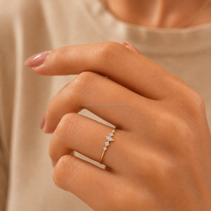 Marquise and Round Cut Lab Grown <b>Diamond</b> Engagement <b>Ring</b> Five Stone Wedding <b>Ring</b> for Women Dainty Stackable <b>Ring</b> Bridal Jewelry - Product Image 6