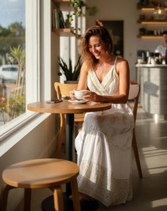 ชุดเดรสยาวพิมพ์ลายคอวีเปิดหลัง แฟชั่นใหม่ เป็นมิตรกับสิ่งแวดล้อม ผ้าส่าหรีสไตล์โบฮีเมียน แต่งระบายยาวสำหรับผู้หญิง - Product Image 1