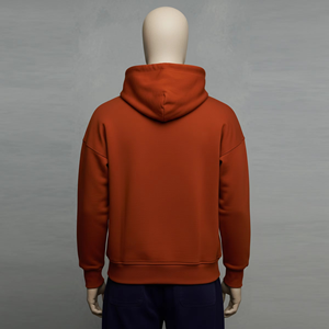 Sweat à capuche personnalisé pour homme, couleur orange rouille, tissu brossé doux, pull confortable à capuche, style streetwear classique, coupe confortable, décontracté - Product Image 5