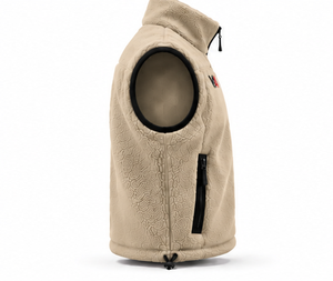 Custom <b>Men's</b> <b>Beige</b> Knit Fleece Vest Stand Collar Zip Up Sleeveless <b>Waistcoat</b> with Side Pockets Custom Branding OEM - Product Image 3