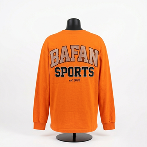 Camiseta de Manga Larga de Algodón Jersey Premium de 200 GSM, Cuello Redondo Naranja, Logotipo Personalizado, Ropa Casual - Product Image 6