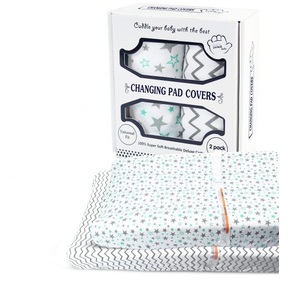 Conjunto de cubierta de hoja de almohadilla de cambio de patrón de zig-zag de estrella segura para bebé de algodón orgánico de alta calidad al por mayor precio de fábrica de India - Product Image 3