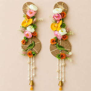 Handmade Floral Jute Wall Hanging Decor Boho Bird <b>Beads</b> Tassel Home <b>Door</b> Wall Art for Living Room Decor - Product Image 1