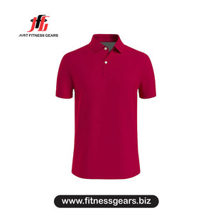 Polo de Algodón Rojo de Manga Corta para Hombre, Color Sólido, Casual, Tejido Transpirable, Corte Regular - Product Image 2
