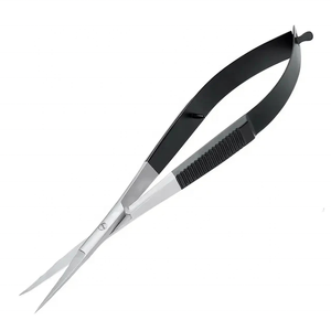 Ciseaux à ressort professionnels haute qualité ruban noir en acier inoxydable coupe des sourcils coupe artisanat ciseaux marque privée - Product Image 1