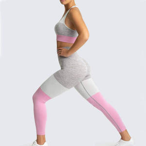 Best Selling Lightweight Women Yoga Set Solid Front Logo 2-Piece Elastic Waist Spandex/Polyester Quick Dry Breathable Wholesale - Product Image 2