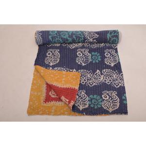 Bohemian Indian <b>Kantha</b> Quilt Handmade Cotton Reversible Vintage Bedspread <b>Throw</b> Home Accent - Product Image 1