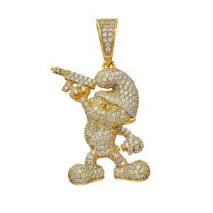 Collier Pendentif Personnalisé Lettre Hip Hop Design Géométrique Plaqué Or 14K Zircon Sertis de Pierres avec Chaîne Corde Mignon pour Unisexe - Product Image 5