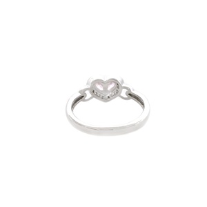 Classic Heart CZ Ring Valentine's Day Lover Jewelry Brass with Rhodium Plating - Product Image 2