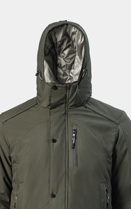 Veste matelassée coupe-vent à capuche pour homme, couleur unie, col montant, coupe classique, rembourrage en polyester, manteau décontracté d'hiver - Product Image 5
