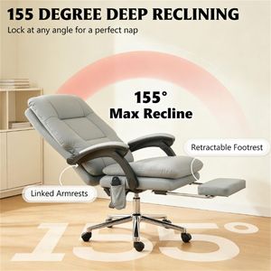 Sedia da Ufficio Grigio Chiaro con Schienale Alto, Funzione Massaggio e Caratteristiche Comfort per Computer - Product Image 2