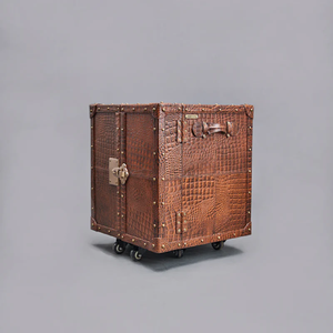 Estante para Vino de Cuero de Alta Calidad, Color Marrón, con Ruedas, Mueble de Almacenamiento para Bar en Casa u Hotel, Personalizable, Bajo Costo - Product Image 2