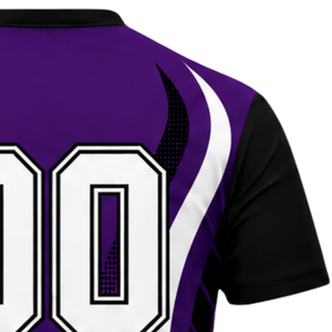 Camiseta de Fútbol Sublimada Morada y Negra para Hombre, Manga Corta, Cuello en V, Absorbe la Humedad, Rendimiento Atlético - Product Image 6