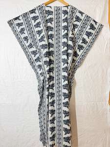 Vestido Kaftán de Algodón con Estampado Floral Negro para Mujer, Estilo Boho, Maxi Caftán Holgado para Playa, Ropa de Verano para Resort, Túnica de Talla Grande - Product Image 2