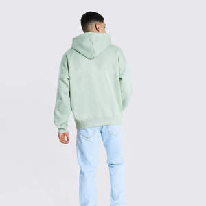 Custom Logo Oversized Heavyweight Hoodie Streetwear Blank Plain Sage Green <b>Pullover</b> <b>Men</b> Cotton Fleece Wholesale Sweatshirt - Product Image 5