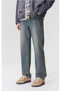 กางเกงยีนส์ผู้ชายทรงตรง ขาตรง น้ำหนักปานกลาง สไตล์ลำลอง สีน้ำเงินเข้ม ล้างแบบวินเทจ ใส่สบาย เหมาะสำหรับฤดูหนาว - Product Image 3