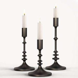 Porte-bougie cylindrique à 1 bras en aluminium noir thermolaqué pour la décoration de la maison, Noël, mariage, anniversaire, utilisation sur table - Product Image 3