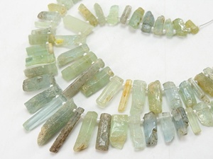 Perle en bâton de cristal naturel de 8 pouces aigue-marine pierre minérale brute en vrac pour la fabrication de bijoux 30X7-10X7MM environ - Product Image 3