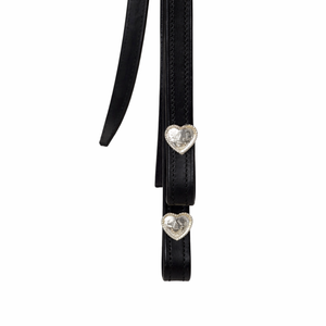 Têtière en cuir noir pour cheval avec conchos en forme de cœur argentés, pièce de bridon équestre réglable - Product Image 6