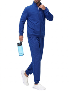 Ensemble de survêtement pour homme en 2 pièces, imprimé léopard jacquard, col zippé, taille élastique, spandex/polyester, manches longues, tenue de sport décontractée - Product Image 4