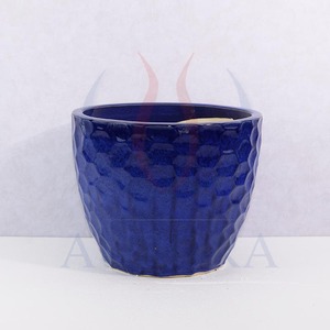 Maceta de Cerámica Esmaltada Verde con Patrón Hexagonal, Diseño Rústico Wabi-Sabi para Plantas de Interior - Product Image 3