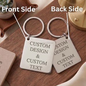 Custom Engraved <b>Square</b> Metal Keychain Personalized <b>Key</b> Holder with Custom Text and Logo Gift Item - Product Image 5