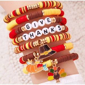 Ensemble de bracelets perlés mignons pour femmes, avec perles en argile en forme de cœur pour la Saint-Valentin, bracelets Heishi style surfer, fournitures en gros pour les fêtes de Thanksgiving - Product Image 1