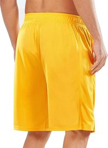 Shorts de baseball jaunes pour hommes, longueur genou, taille élastique avec poches, bas de tenue de sport pour l'entraînement - Product Image 2