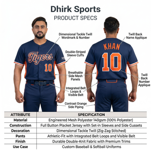 Maillot de baseball Henley en maille 100 % polyester de qualité supérieure à deux boutons, logo personnalisé, uniforme pour équipes universitaires, OEM - Product Image 5