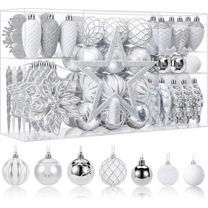 Juego de 106 Adornos Navideños de Plástico Irrompible, Bolas de Colores para Decoración de Árboles de Navidad, Adornos para Fiestas y Bodas - Product Image 1
