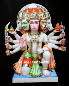 รูปปั้นหินอ่อนสีขาวมาครานาของพระพานชมุขี ฮานูมาณ - Product Image 4