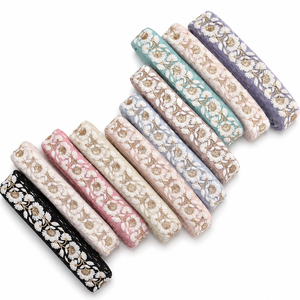 Cinta Decorativa Bordada con Hilo Floral de 1.5 Pulgadas para Prendas, Saris y Manualidades - Product Image 1
