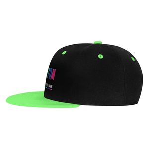 หมวกแก๊ปแบบ snapback 6 แผง สีดำ ปีกหมวกสีเขียว ปรับขนาดได้ ใส่ได้ทั้งชายหญิง สไตล์สตรีท ทำจากผ้าฝ้าย พร้อมโลโก้ตัวอักษรสีสันสดใสที่แผงด้านซ้าย - Product Image 3