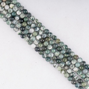 Natural <b>Moss</b> Agate 8mm Round Gemstone Loose Beads Polished Strand for Jewelry Making Wholesale - Product Image 3