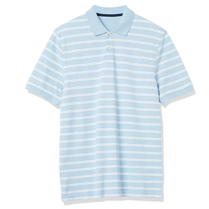 Men's Light <b>Blue</b> Striped Short Sleeve <b>Polo</b> <b>Shirt</b> Regular Fit Cotton Casual Knitted Breathable Design High Quality Custom Men's - Product Image 1