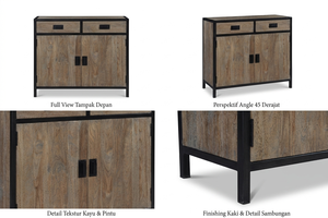 Table de chevet scandinave Veloz en teck massif, armoire à tiroirs en bois minimaliste pour chambre à coucher, entrepôt, villa de luxe, hôtel - Product Image 5