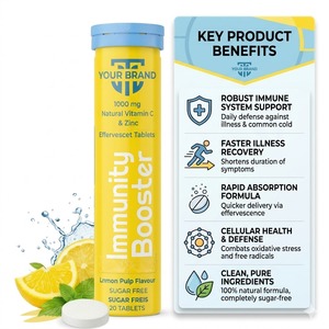 Tabletas Efervescentes de Vitamina C 1000mg OEM con Zinc, Refuerzo del Sistema Inmunitario, Sin Azúcar, Suplemento Antioxidante de Limón - Product Image 4