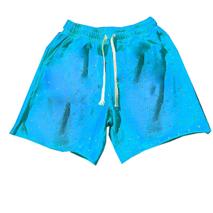 Shorts pour hommes délavés à l'acide, style streetwear vintage, avec impression en relief effet soleil délavé et poche ornée de strass - Product Image 3