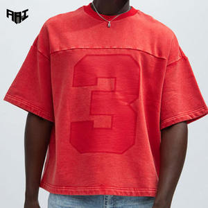 Camiseta Oversize Vintage Lavada para Hombre, Algodón Pesado de 250 GSM, Estilo Urbano Retro con Gráficos Numéricos, Proveedor OEM ODM - Product Image 1