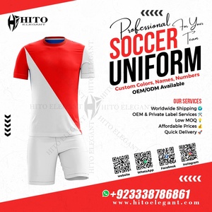 Custom New Design High Quality Factory Original Uniform Kit Full Set Hot Quality Men Soccer Wear Set Red And White Color - Product Image 2