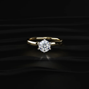 แหวนหมั้นเพชรทรงกลมเพาะเลี้ยงในห้องปฏิบัติการ ทอง 14K แหวนเจ้าสาว - Product Image 1