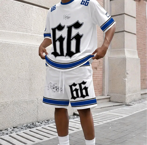 Custom Men Summer Breathable Sports 2-Piece <b>Set</b> Oversized T-Shirt Shorts Printed Moto & Biker Streetwear Tracksuit Plus Size - Product Image 6