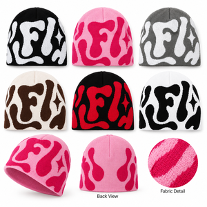 High Quality Unisex Jacquard Beanie Winter <b>Knit</b> <b>Hat</b> Custom Logo Abstract Graphic Streetwear Cap Wholesale B2B Supplier USA - Product Image 4